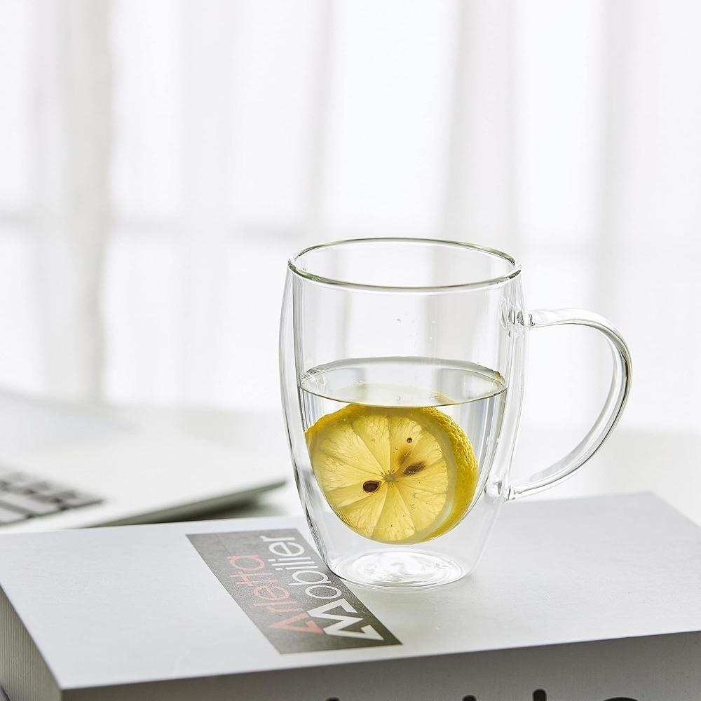 250/450ml Beste Dubbelwandige Glazen Drinkware Transparante Waterbeker met Handvat Geïsoleerde Koffiekop Geschikt voor Dranken Koffie Melk