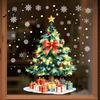 Creative Room Embellishments Christmas Tree Static Window Sticker, Waterproof PVC Decal, Watercolor Home Holiday Accents Snowflake Glass Clings