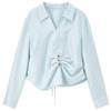 Women's Lyocell-Acetate Blend V-Neck Tie-Front Blouse