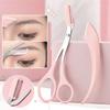 1/2Pcs Stainless Steel Crescent Moon Eyebrow Trimmer Set With Comb Portable Women Eyebrow Eyelash Hair Scissors Makeup Tool