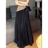 Size Ladies Black High Waist Drooping Skirt Women's Summer New Arrival Elegant Slim Looking Easiest for Match Mid Length Long Length A- Line Skirt