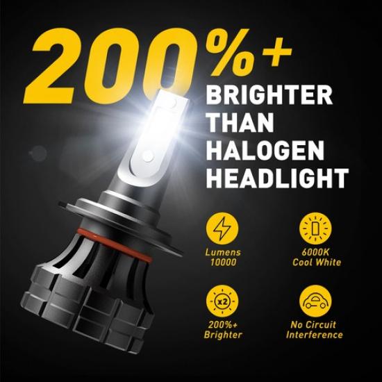 46W AUXITO 2X 4200LM LED H7 Bulbs High Sets Headlight Beam 6500K Low White Lamps