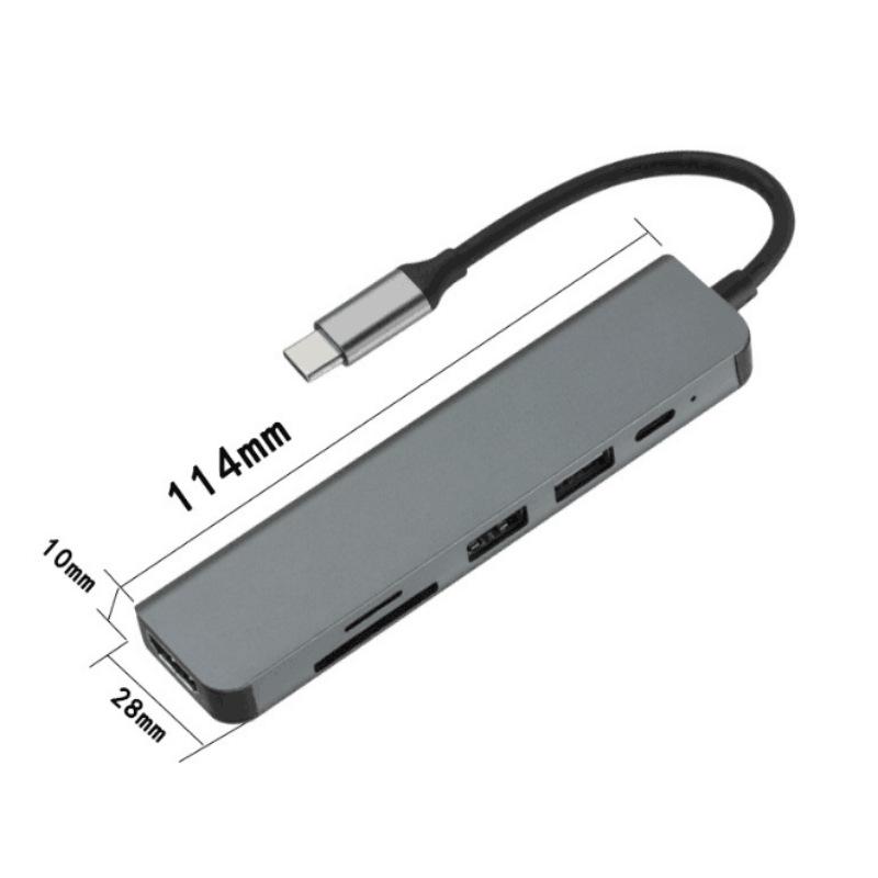 6-in-1 USB Hub Docking Station with TF/SD Card Reader, HDMI, and RJ45 Network Port Expansion