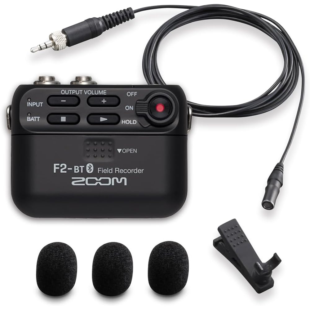 ZOOM F2-BT Lavalier with Microphone, 32 Bit Float Recording, Ultra Compact Recorder, Bluetooth Co...