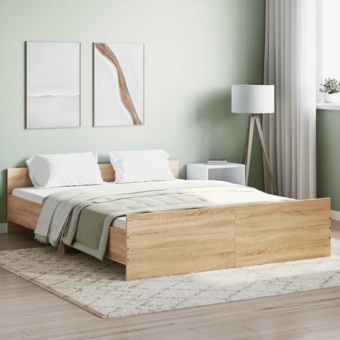 VidaXL Cadre de lit tête de lit et pied de lit chêne sonoma 150x200 cm 3203756