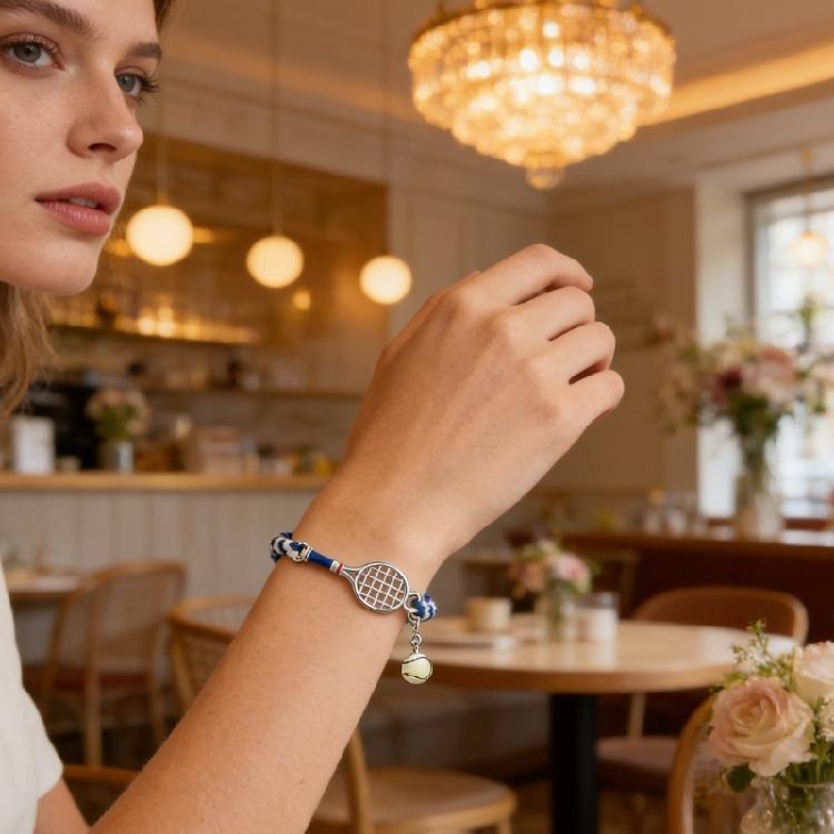Comfortable Adjustable Wrist Strap Blue Unisex Sports Hand Chain Bracelet Jewelry For Tennis And Daily Wear