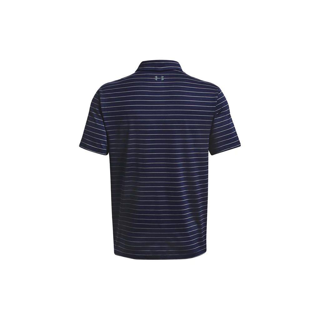 Under Armour Striped Print Golf Polo Shirt Men Tops Midnight-Navy 1351130-410