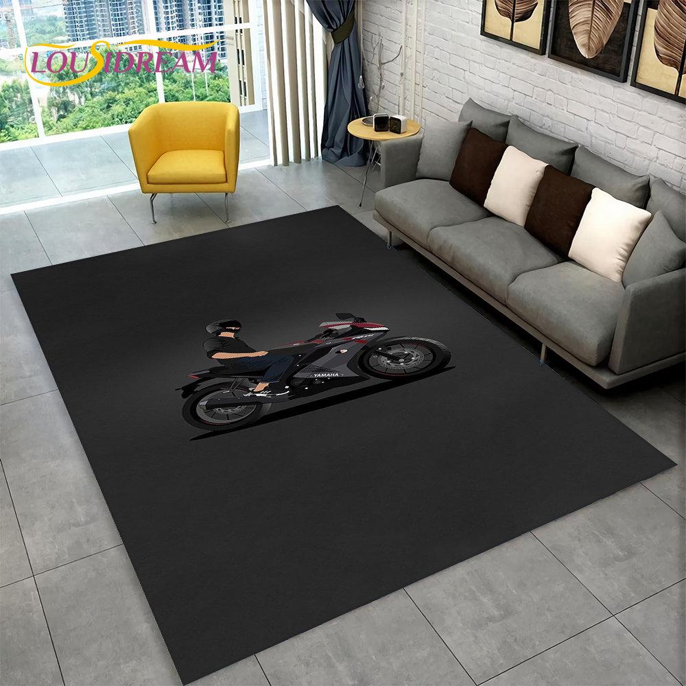 3D Motorcycle Racing Area Rug Large,Carpet Rug for Home Living Room Bedroom Sofa Doormat Decoration,Kid Play Non-slip Floor Mat