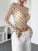 Sexy Mesh T Shirt For Women With Polka Dot Pattern And Long Sleeves For Streetwear Fashion
