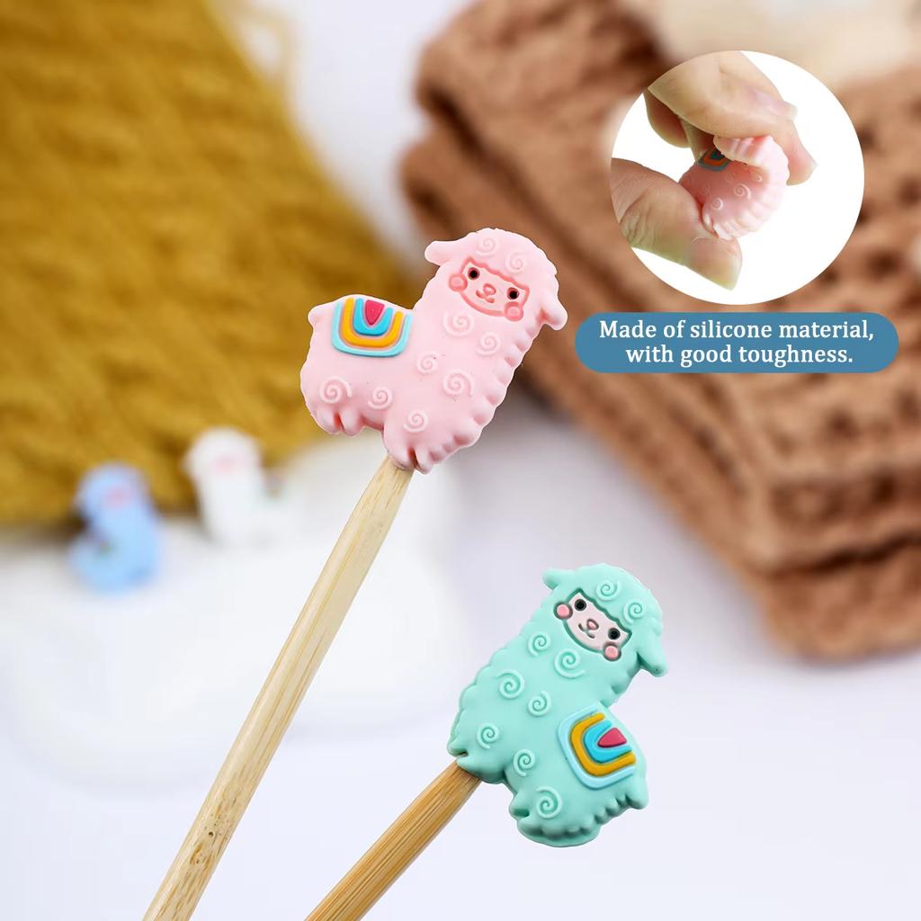 4pcs Cartoon Animal Needle Point Protectors Knitting Needle Stoppers Cute Letters Knitting End Caps for Knitting Accessory