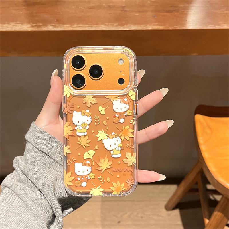 

Чохол для телефону Hello Kitty з кленовим листом для iPhone 17/16 Pro Max/15/14 - Осінь/Зима, напівпрозорий жовтий iPhone 15 Pro
