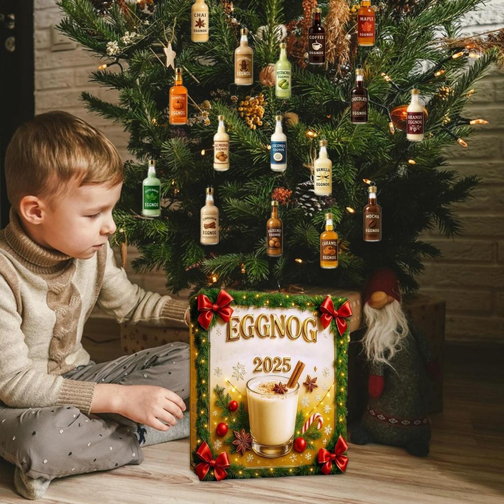 Christmas Countdown Calendar 2D Acrylic Decoration 24 Days Eggnog Ornament for Holiday Winter Home Decorations 2025 Xmas Navidad