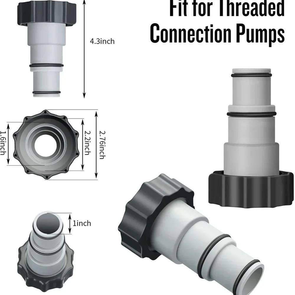 Intex Pool Hose Adapter & Connector 1-4Pcs Threaded for Above Ground Pool Pump Filter System Universal Replacement
