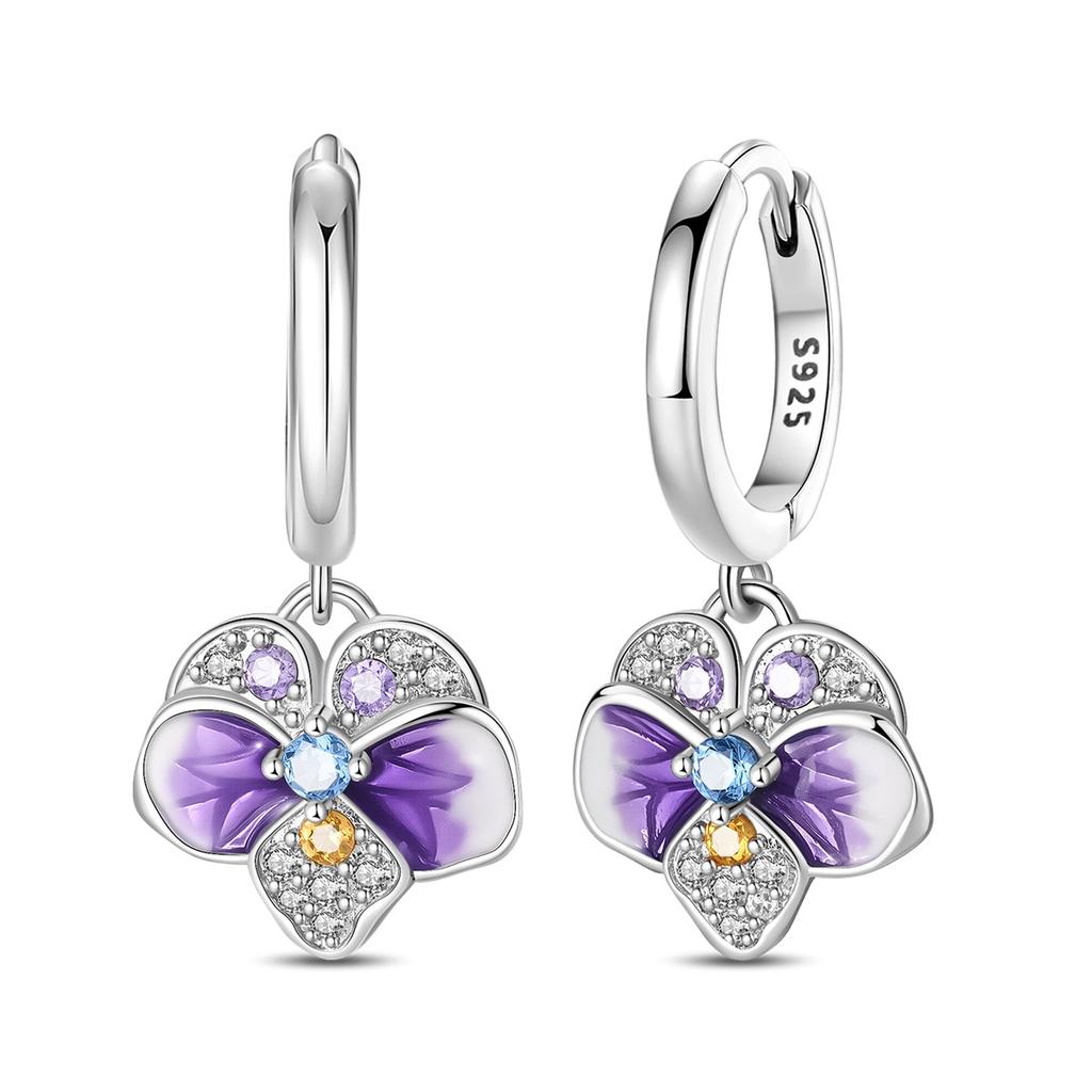 925 Silber Sexy Hängende Ohrringe Schmetterling Schleife Herz Blume Muschel Perle Edelstein Bling Set für Damen Ohrstecker Geschenk Feiner Schmuck