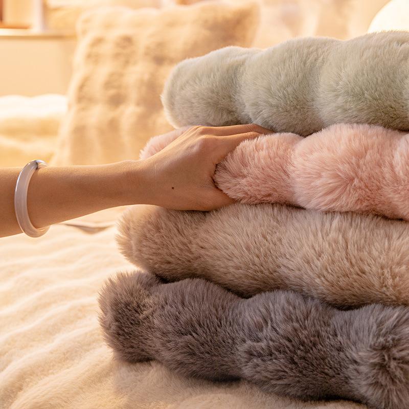 Bunny Cashmere Sofa Cushion Winter Thickened Fleece Cushion Non-Slip Leather Sofa Cover Autumn and Winter New Cover Towel