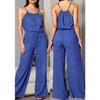 Texture Suspender Dress with Waist-reducing Drawstring Design - Loose-fitting Wide-leg Casual Pants