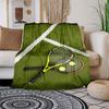 Tennis Rackets and Balls on CourtBlanket Flannel Throw Blanket for Sofa, Bed, Travel, Camping, Office, Couch, Chair, And Bed Gift for Christ