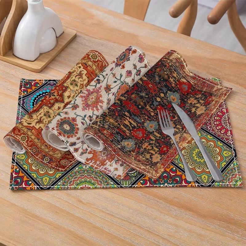 Placemat 1PCS Linen Geometry Floral Dining Mats Nordic Home Kitchen Living Room Insulated Mat