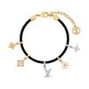 Iconic Pendant Calfskin Rope Bracelet Women Bracelet Black M4434Z