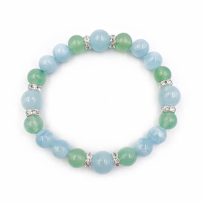 of Aventurine and Aquamarine Power Natural Prayer Junseki [Stone Happiness] Bracelet, Stone, Stone, Women's Bracelet, Men's Accessory, Amulet, Health,