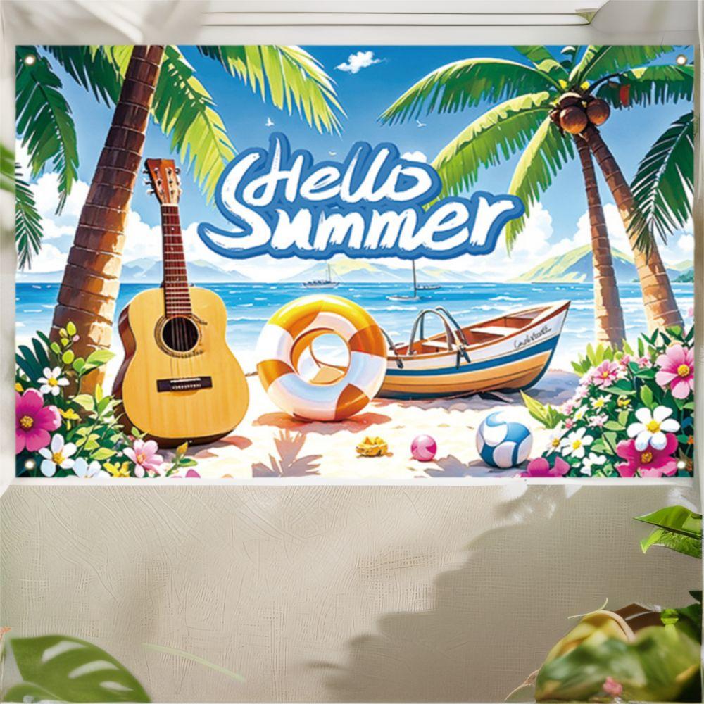 Lifebuoy Summer Pool Party Backdrop Tropical Theme Party Hanging Banner  Summer Holiday
