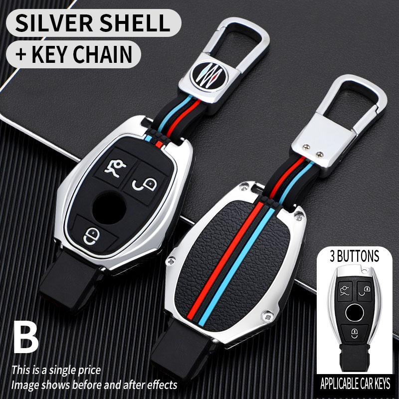 Zinc Alloy+Silicone Full Cover Car Key Case for Mercedes Benz A B C E Class GLS GLA GLK GLC CLS CLA AMG W204 W205 W212 W463 W176