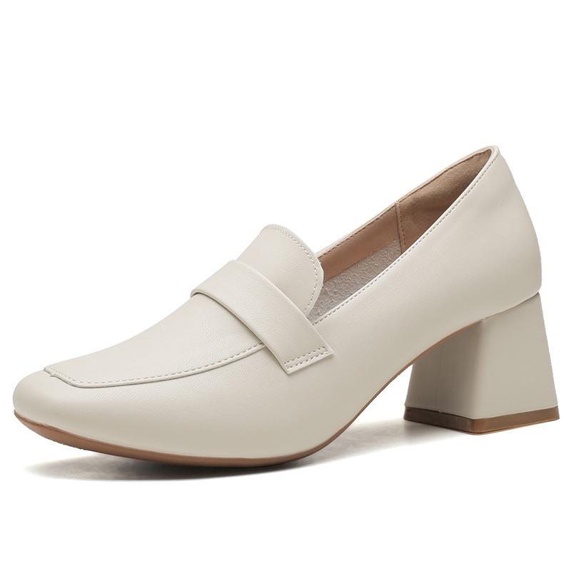 

Кожаные балетки для женской обуви Хуэйчжоу Su Yinyin такие же туфли Мэри Джейн весна корейская версия простой стиль высокие каблуки 40 абрикосовый