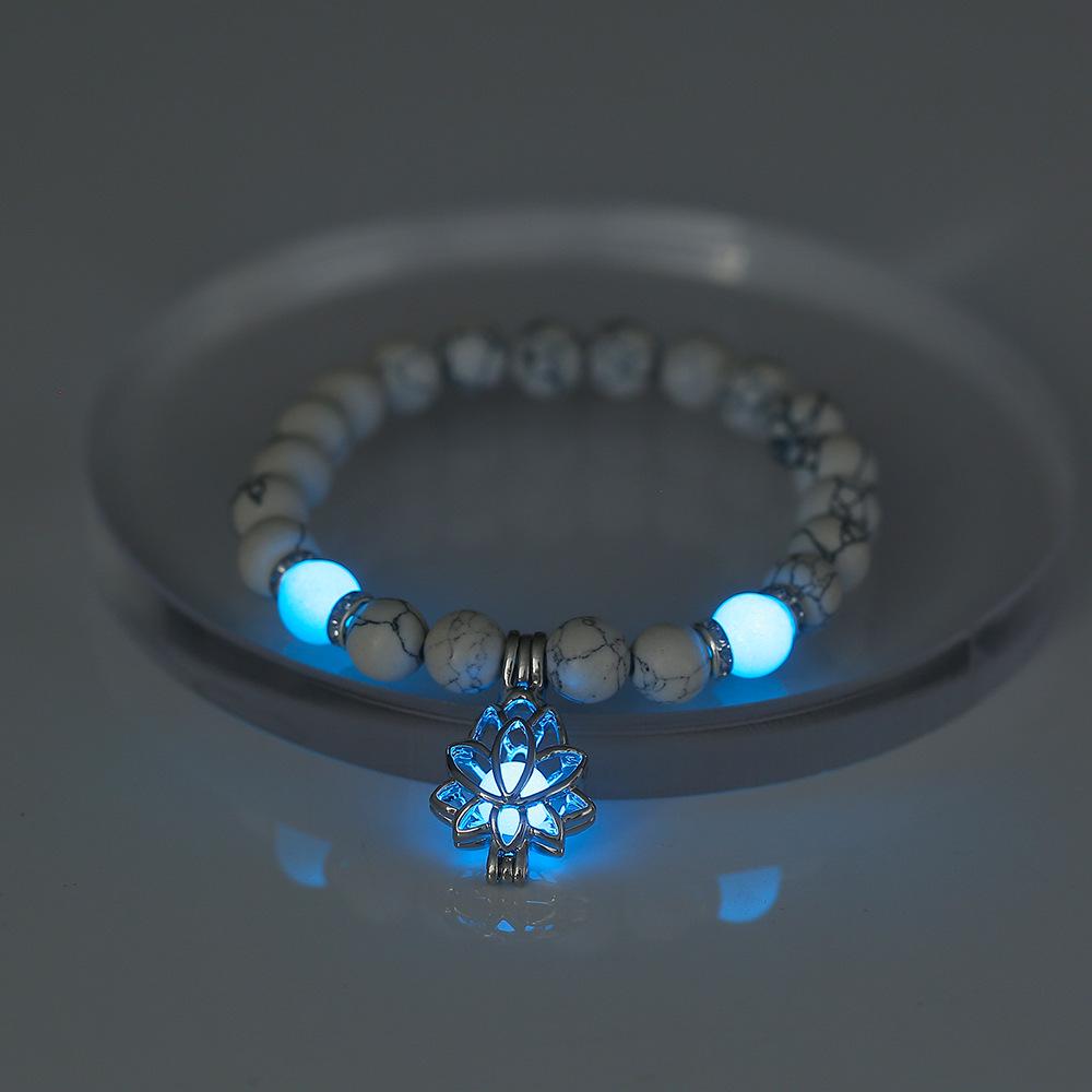 

Светящийся браслет для йоги «Белый лотос и бирюза» - Женский модный аксессуар
