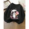 European sizes Crewneck Sweatshirt for Kids Featuring an Adorable Panda with a Pink Ice Cream.   Perfect for Sports And Casual Outings