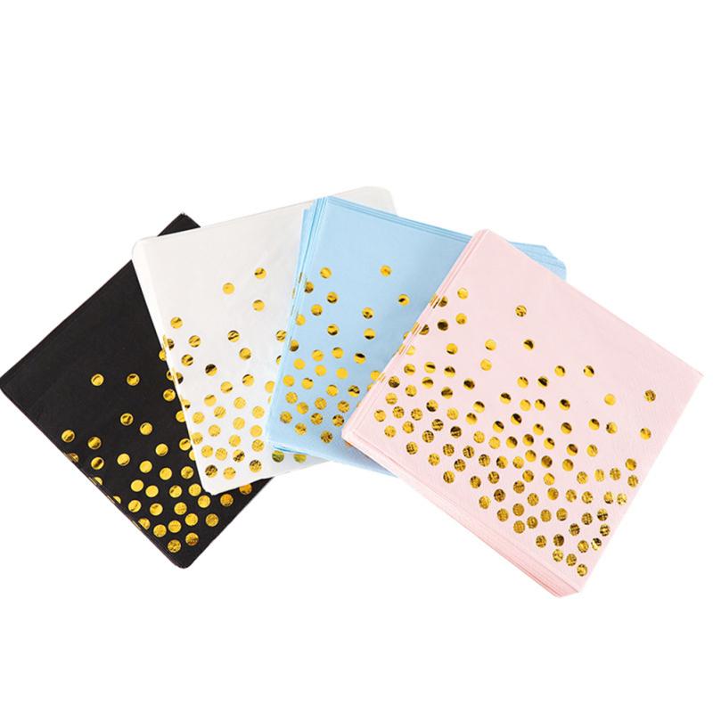 20 Sheets/pack Rose Gold Polka Dot Napkins Birthday Party Disposable Paper Napkins