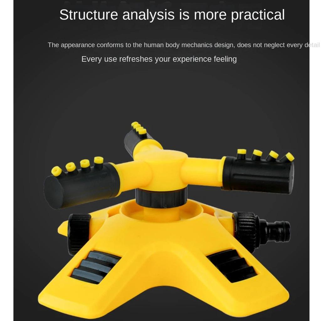 360° Automatic Rotating Sprinkler - 3-Arm Tandem Sprinkler for Nursery Irrigation & Garden Watering