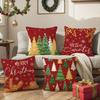 Polyester Christmas Cushion Cover Christmas Tree Printed Decorative Design Pillowcase Checkered Pattern Sofa Decoration