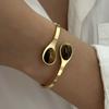 Exaggerated Retro Gold Plated Stainless Steel Bracelet for Women Men Natural Stone Smooth Hollow Bracelet Charms Jewelry Gifts