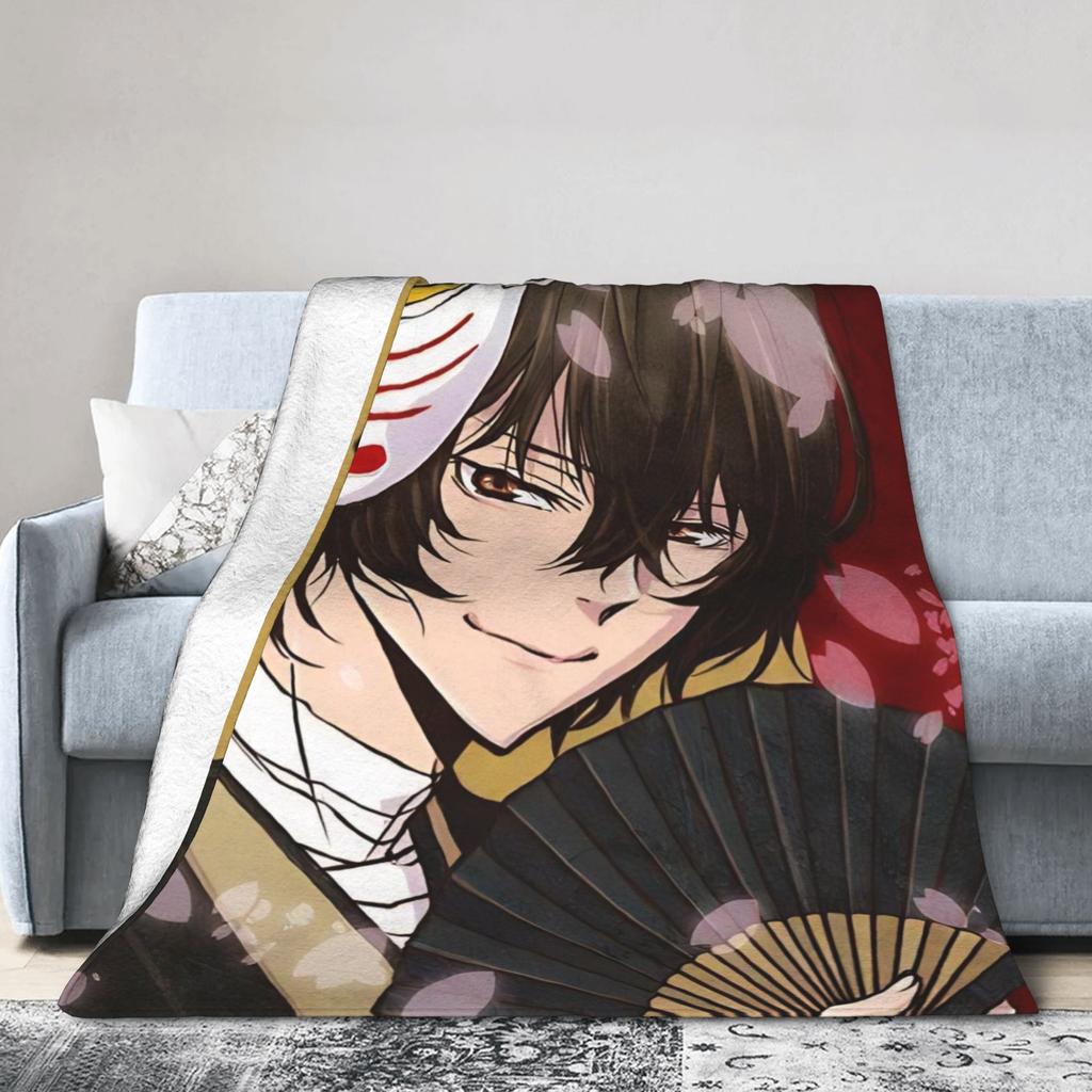 Dazai Bungo Stray Dogs Blankets Super Soft Funny Plush Throw Blanket For Kids Adult Couch Bed Flannel Bedspread Bed Cover