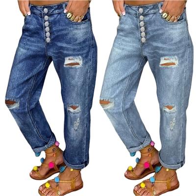 Women's Solid Color Casual Fashion Pants, Solid Color Versatile Slim Fit Jeans