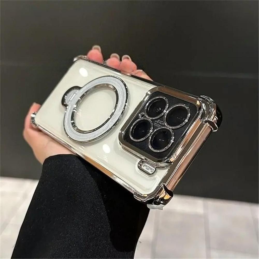 

Transparent Plating Gyro Holder Case For Google Pixel 9 9A 9 10 Pro XL 7 7A 8 8A Soft Silicone Shockproof Stand Cover For Pixel 10