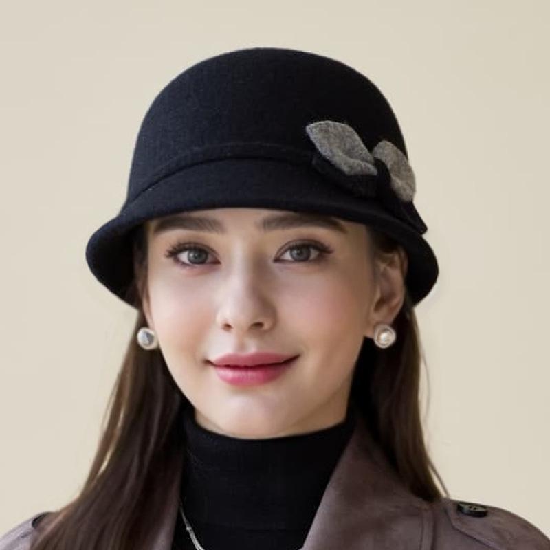 Hat Female Autumn and Winter Middle-aged and Elderly Fashion Foreign-style Wool Top Hat Thickened Thermal Basin Hat
