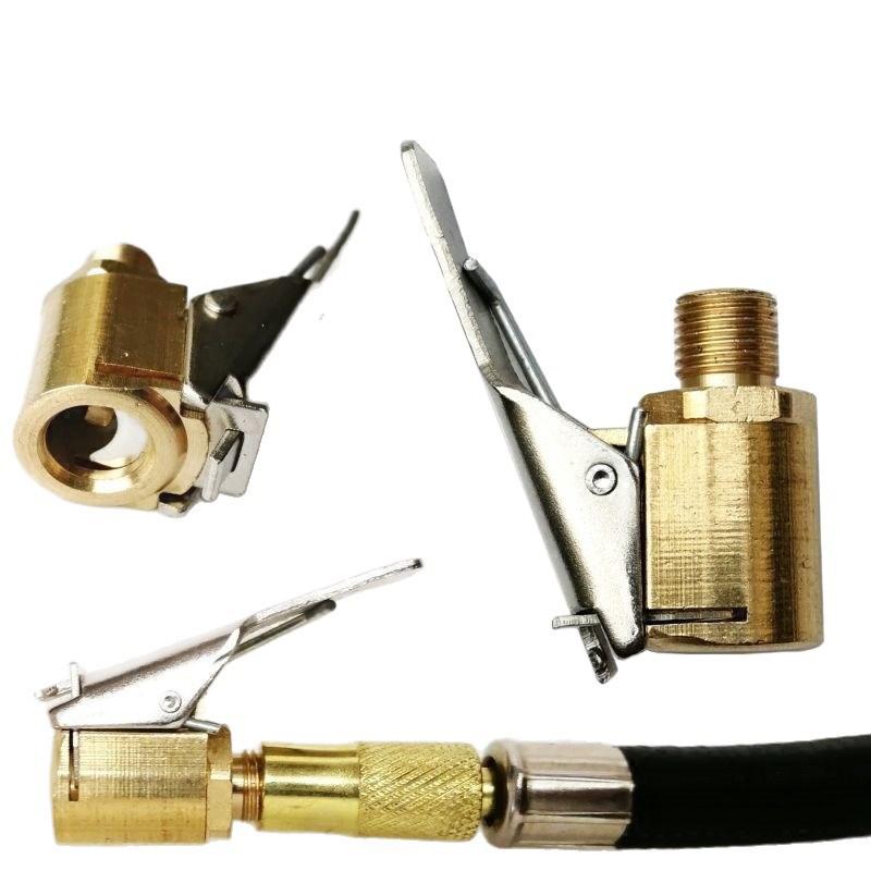 Brass Locking Nozzle Adapter 2PCS Tire Air Chuck Clip Durable Inflation for Car Motorcycle Bicycle Use
