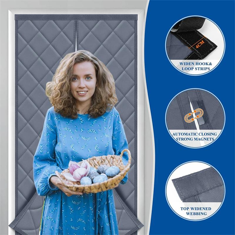 Magnetic Thermal Insulation Door Curtain Waterproof Warm-Keeping Door Curtain Oxford Closed by Magnets Pet-Friendly Door ScreensThicken Cotton curtain
