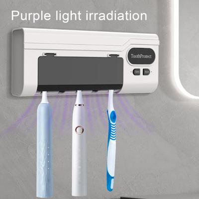 Porta spazzolino da denti per 5 spazzolini da denti Disinfezione UV Montaggio a parete Senza perforazione Ricaricabile tramite USB Sterilizzazione Organizer per spazzolini da denti
