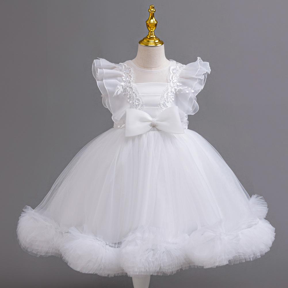 Children's Mesh Gowns Pom Pom Princess Dresses Medium and Large Children's Dresses Dresses Girls' Weekend Costumes  Girl's Favourite Dress