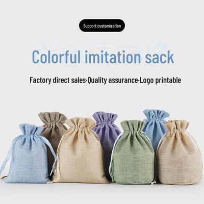Japanese Style Colored Linen Drawstring Bag for Jewelry or Gifts