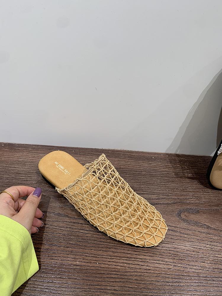 

Сабо-сетка от интернет-знаменитости, женская обувь, пляжные сандалии, крутые шлепанцы с закрытым носком, модные весенне-летние сандалии в римском стиле на плоской подошве 40 жёлтый
