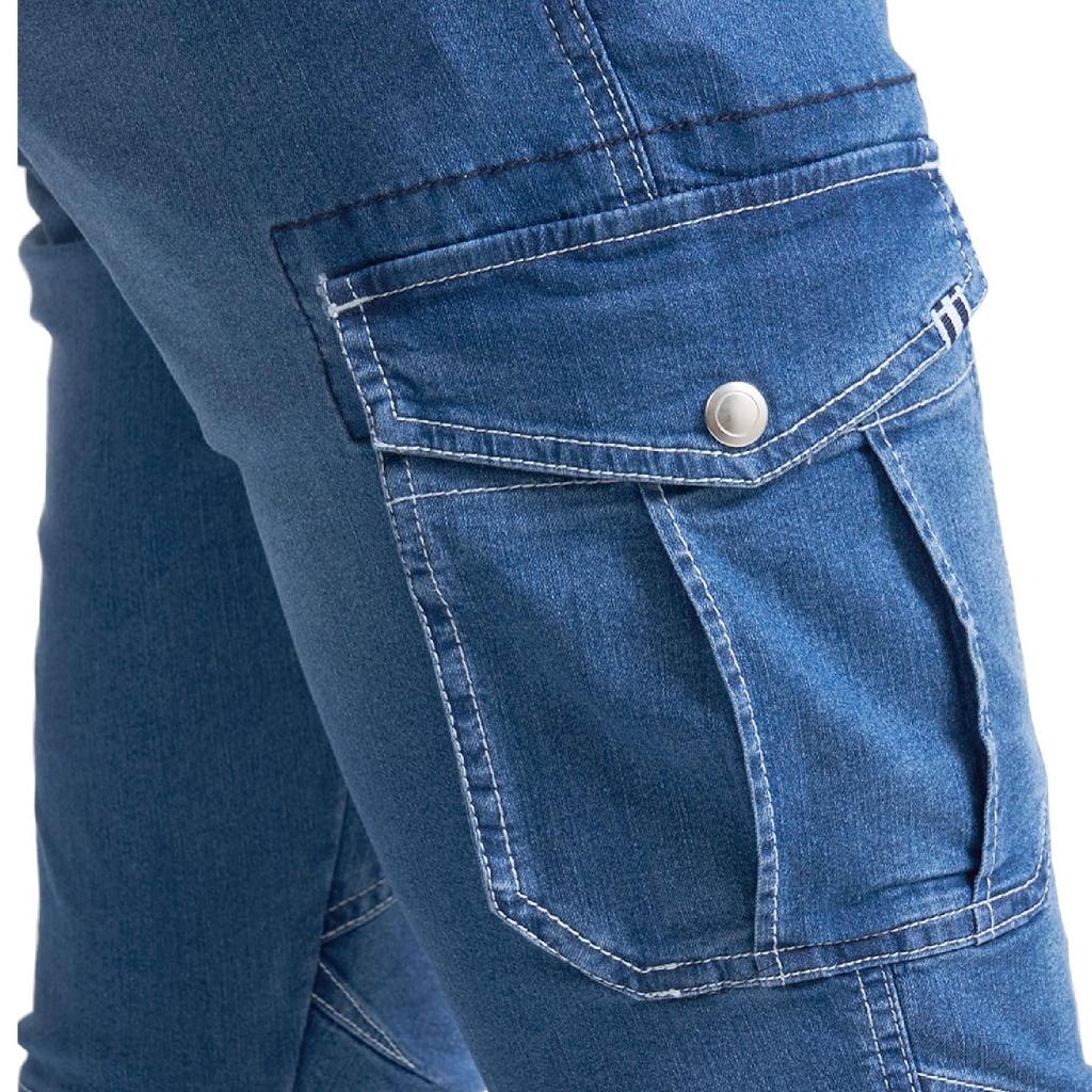Toraichi Denim Cargo Ice Größe für Frühling und Sommer Kühl-an-fühlen Hose, Arbeitskleidung, Blau, L,