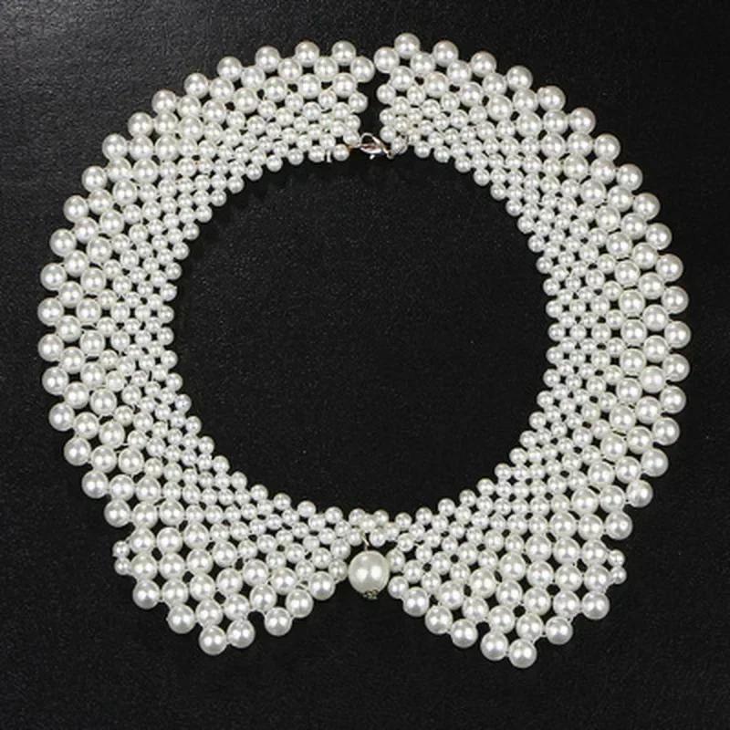 Detachable Blouse Fake Collar Faux Pearl Beaded False Collars Choker Necklace Summer Cloth Accessory for Women Girls Fake Collar