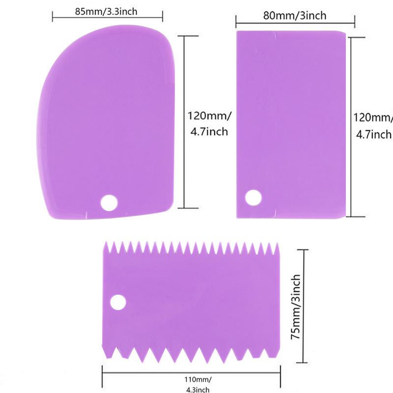 3pcs/lot Dough Cake Cutter Slicer Spatula For Cake Cream Scraper Pasty Cutters Scraper Irregular Teeth Edge Diy Scraper