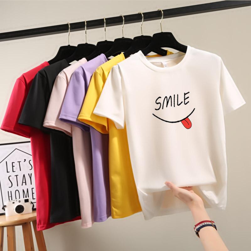 2025 Summer Casual loose student T Shirt Women's Y2k Tops Harajuku funny letter print Short Sleeve T-shirts for Women