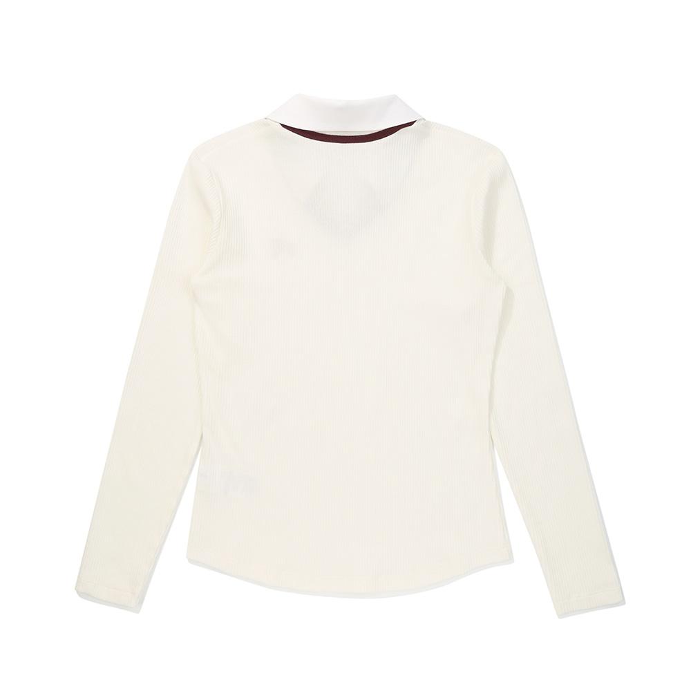 MALBON GOLF Women'S Layered Open Collar T-Shirt Ivory (Woman)