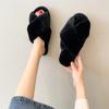 Flat bottomed cross solid color woolen slippers for indoor home use