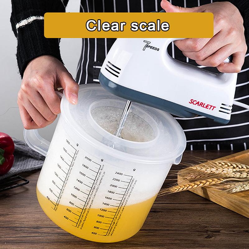 1Pc 2.5L Large Capacity Baking Measuring Cup Scale Kitchen Mixing Bowl With Lid